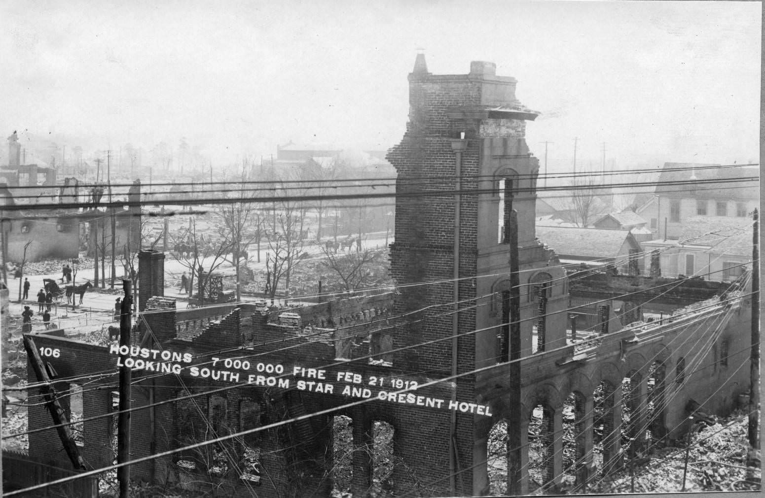 Fire damaged building, Houston, February 21, 1912.