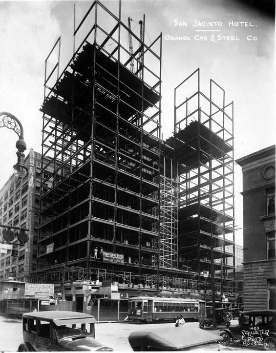 San Jacinto Hotel under construction, Houston, 1926.