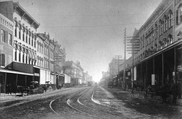 Main Street looking south, Houston, 1880s