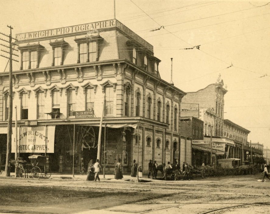 Southwest corner of Main Street and Prairie Avenue, Houston, 1889