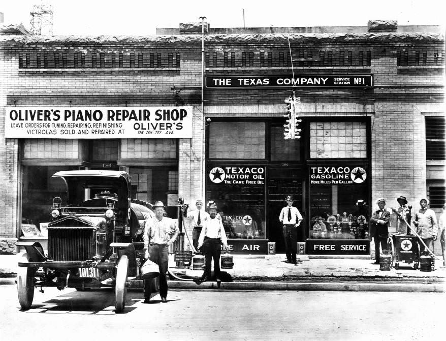 Texas Company Service Station No. 1, Houston, circa 1910s.