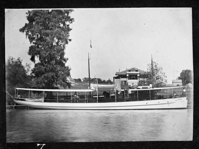 Moored yacht, Houston, circa 1900s.
