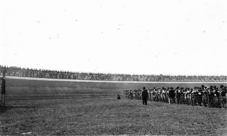 Motorcycle race track spectators, Houston, 1920s.