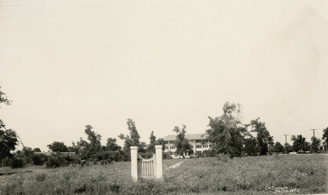 Houston Negro Hospital exterior view from a distance, 1926.