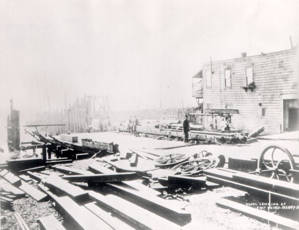 Naval landing at Third and Berry streets in the 1910s.