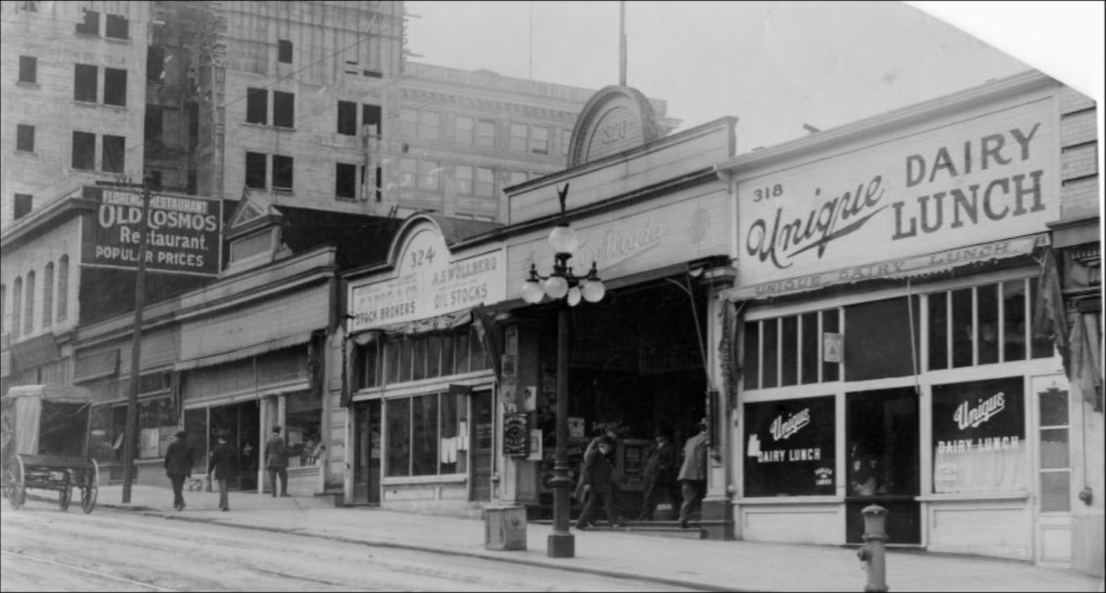 Bush Street between Grant Avenue and Kearny, in the 1910s.