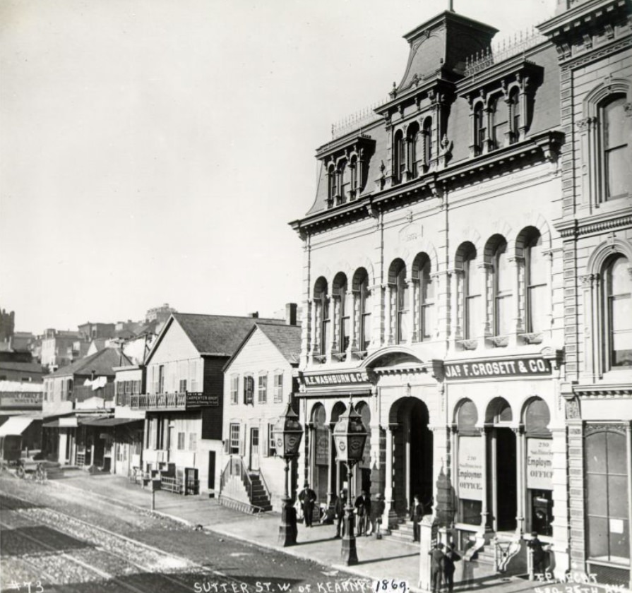 Sutter Street west of Kearny Street, 1869