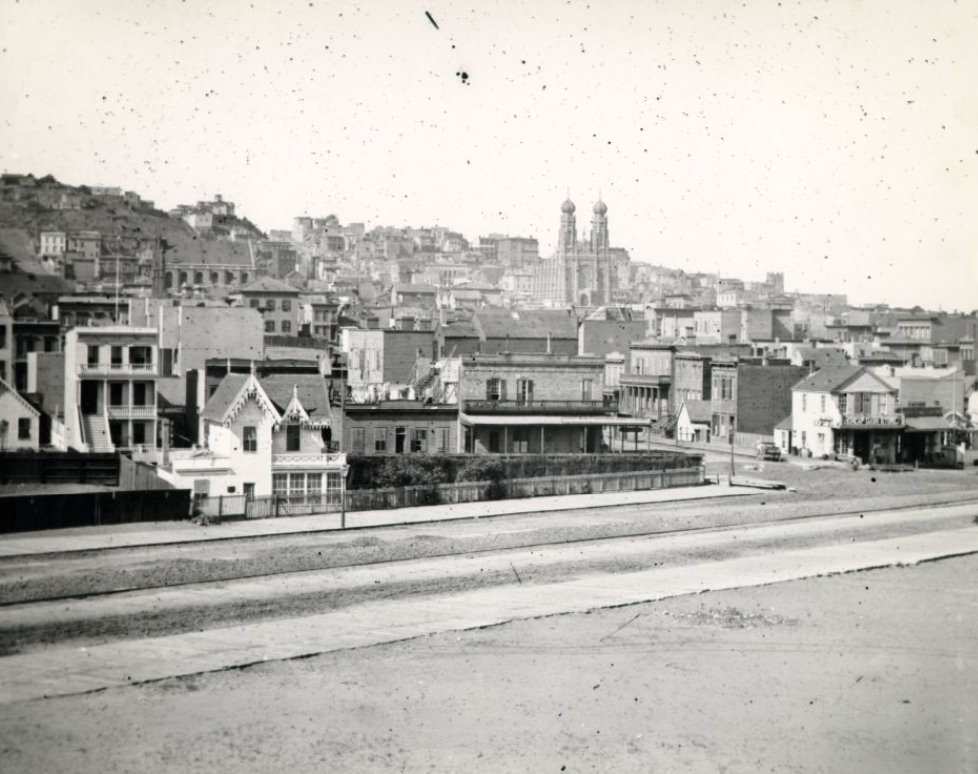 View northeast from Market and Mason Streets, 1866