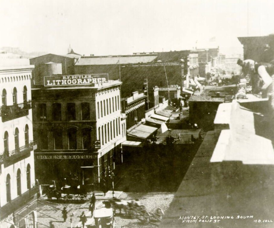 Montgomery looking south from California Street, 1862