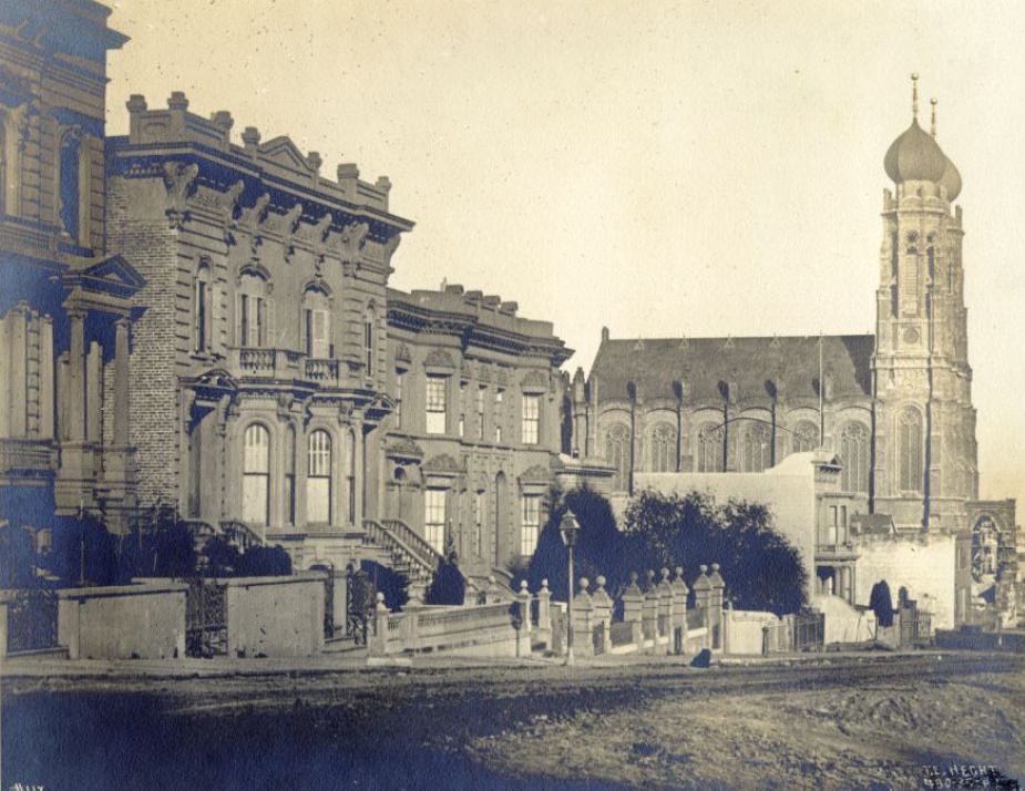 Sutter Street, between Powell and Mason. Temple Emanu-El, 1866