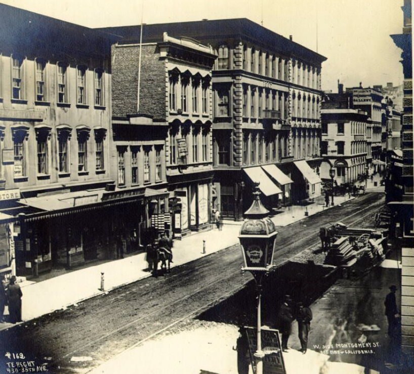 Montgomery Street, between Pine and California, 1860s