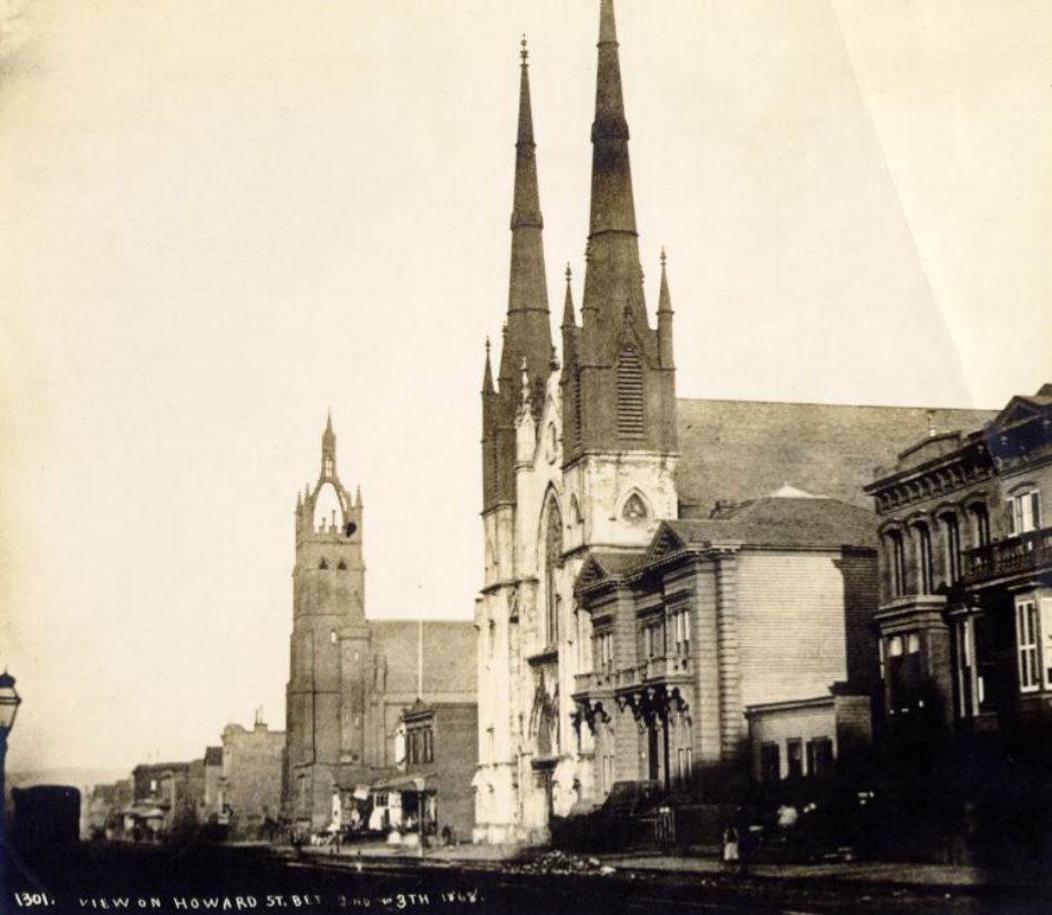 Howard Street between 2nd and 3rd streets, 1868