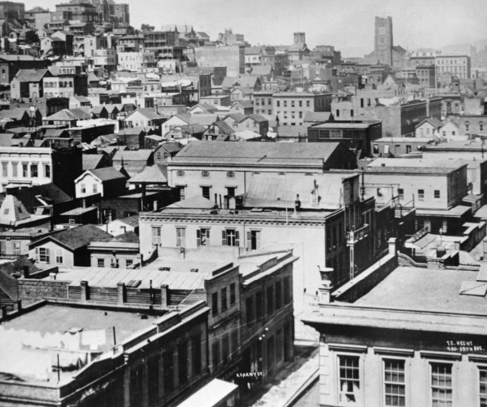 Aerial view of Kearny Street, 1860s