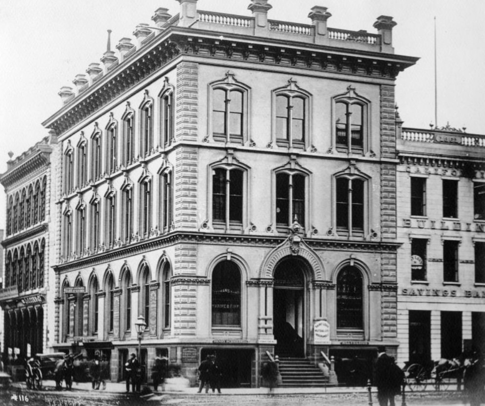 Southwest corner of California and Sansome streets, 1868