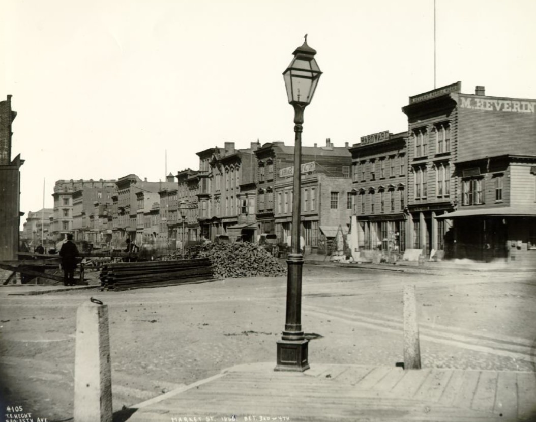 Market Street between 3rd & 4th, 1866