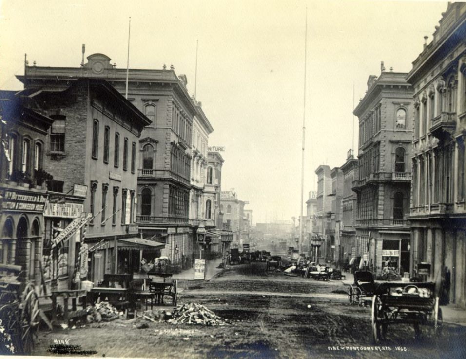 Pine Street, corner of Montgomery, 1865