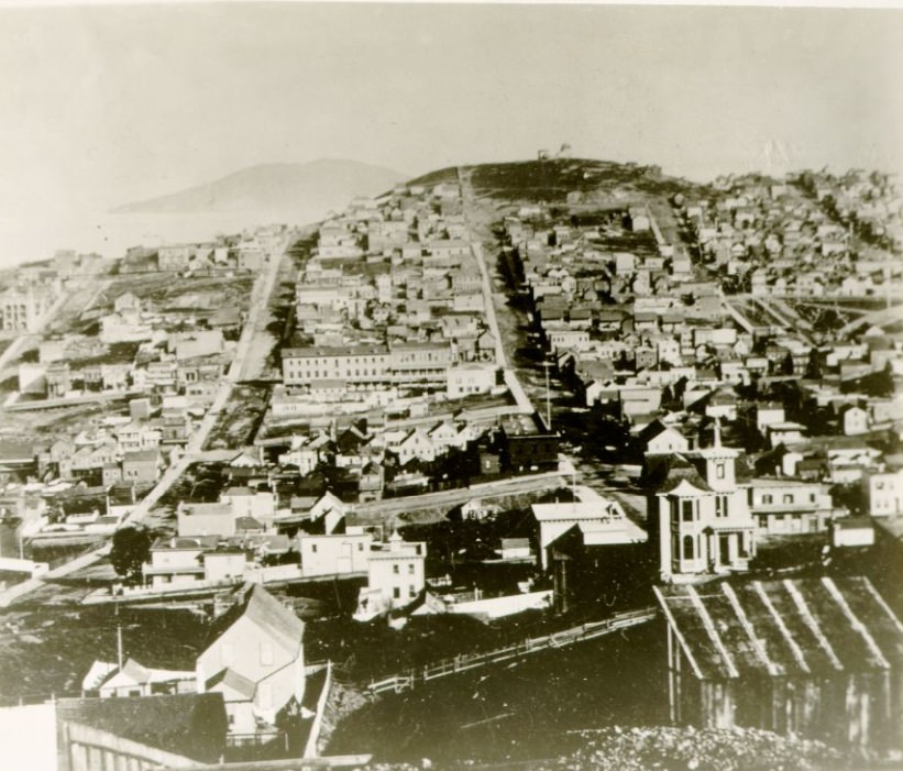 Telegraph Hill from Russian Hill, 1869