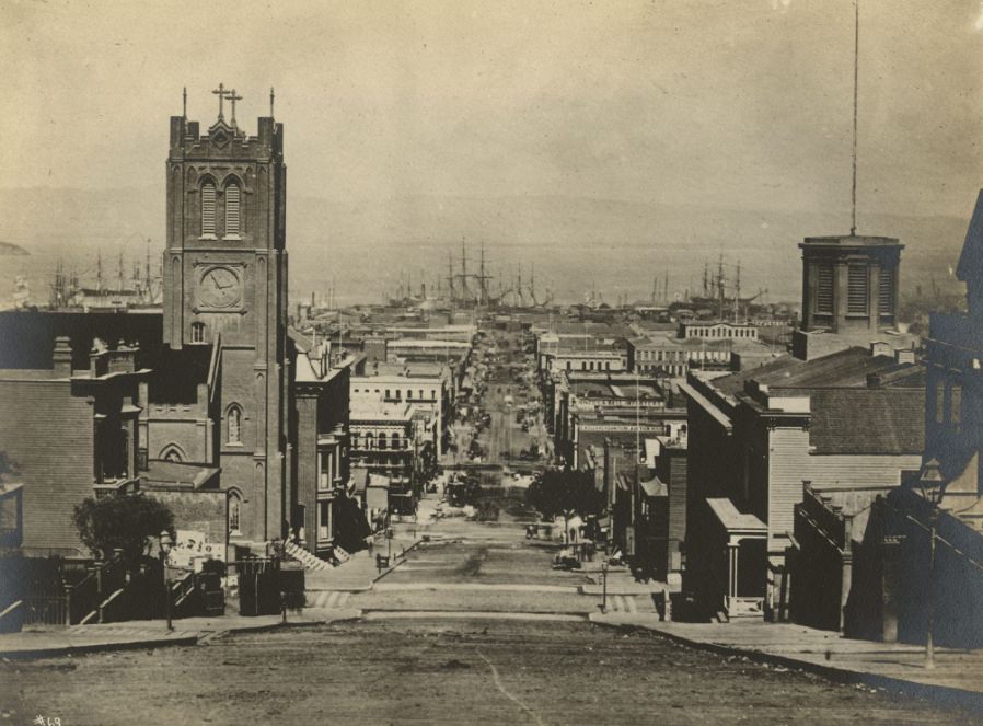 California Street facing the bay, 1863