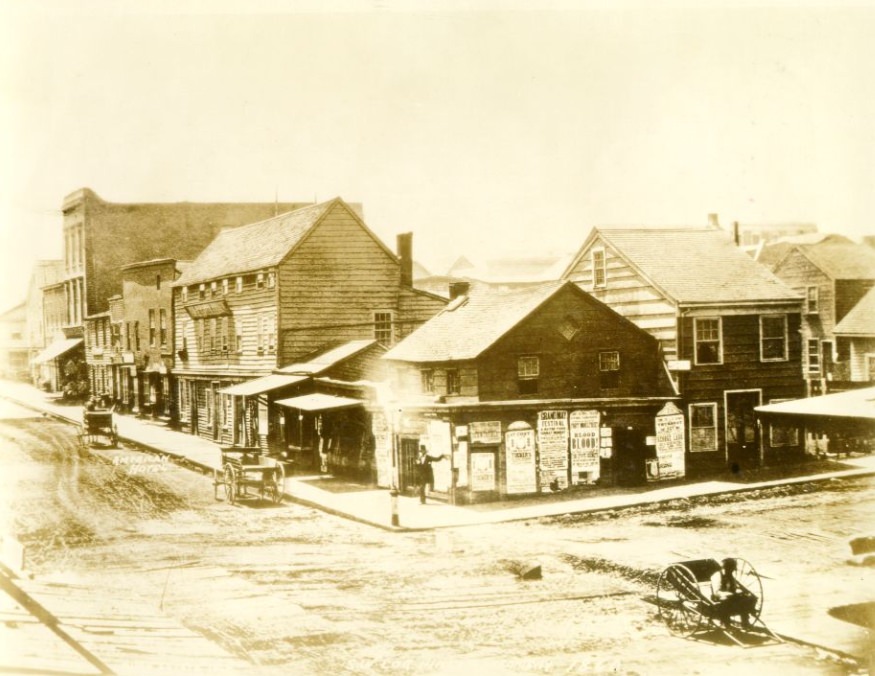Southwest corner of Pine and Montgomery streets, 1860