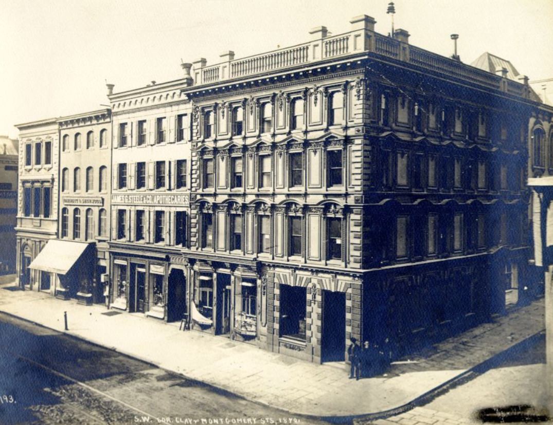 Clay Street, corner of Montgomery, 1870