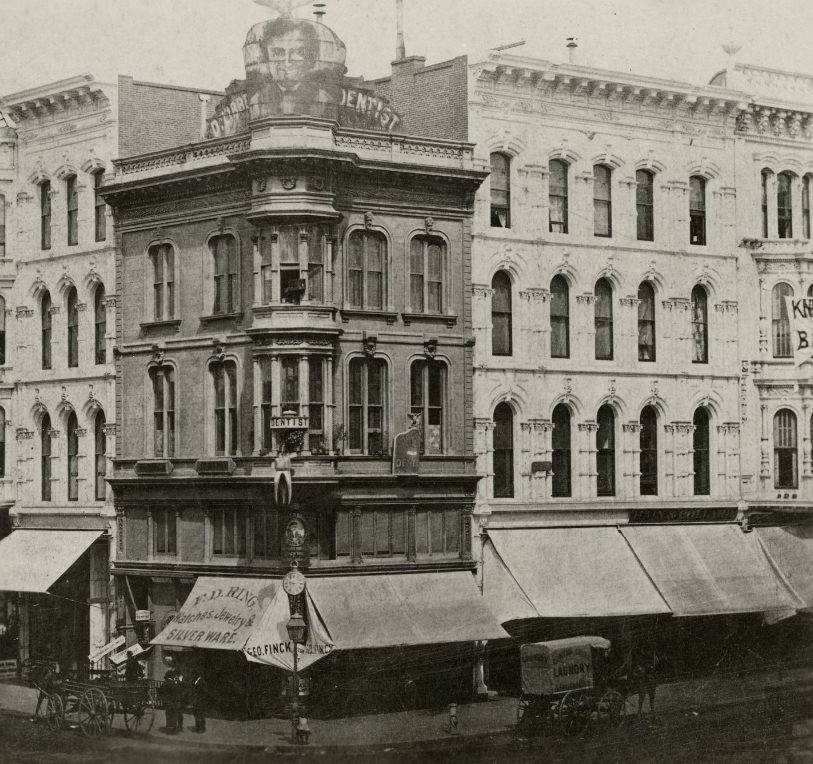Corner of Geary and Kearny streets, circa 1870
