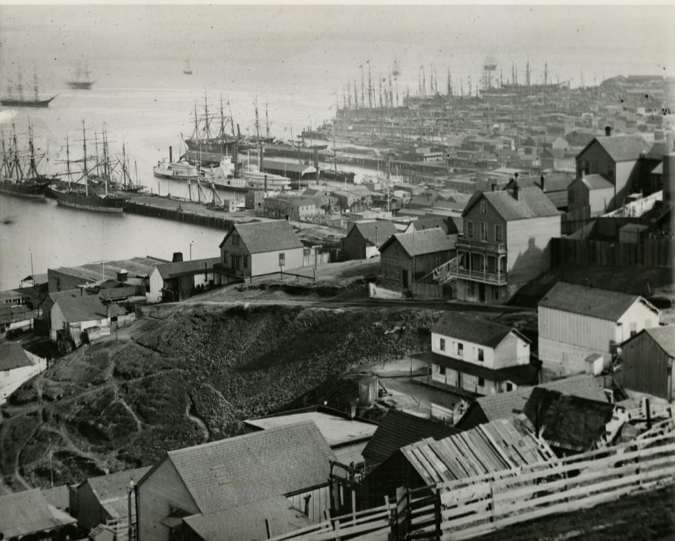 View of San Francisco waterfront from Telegraph Hill, 1870s