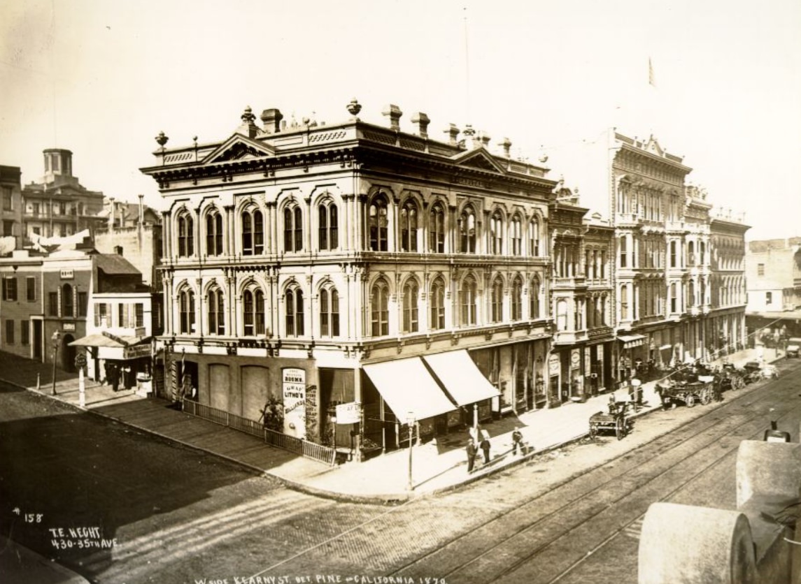 West side of Kearny Street between Pine and California, 1870