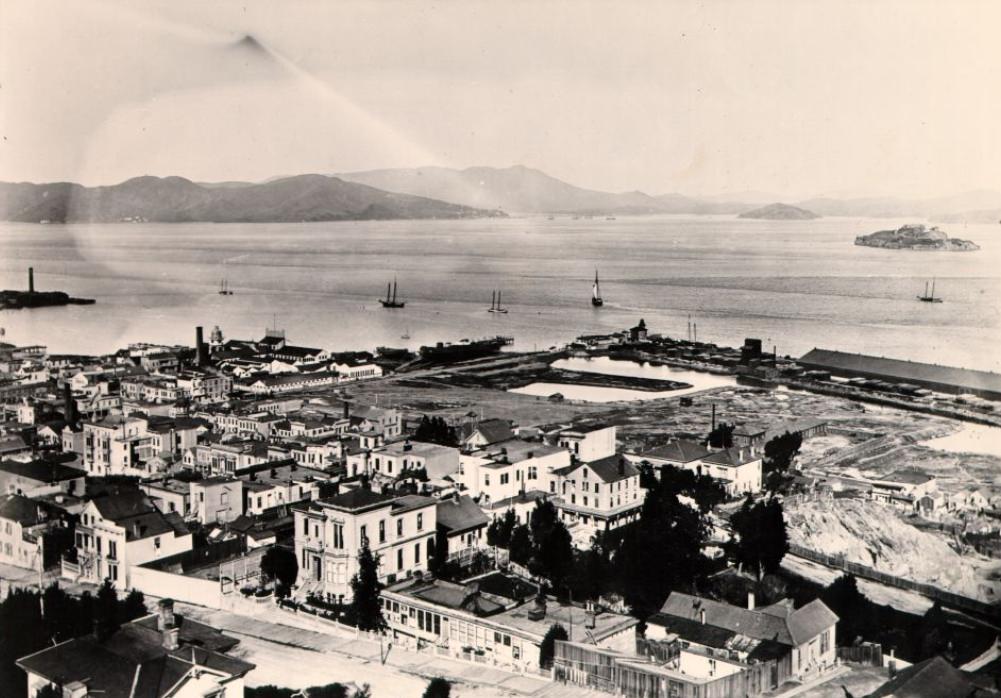 View of San Francisco waterfront from Telegraph Hill, 1870s