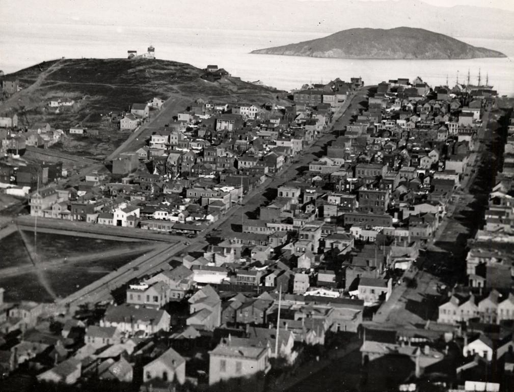 View of Telegraph Hill from Russian Hill, 1870s