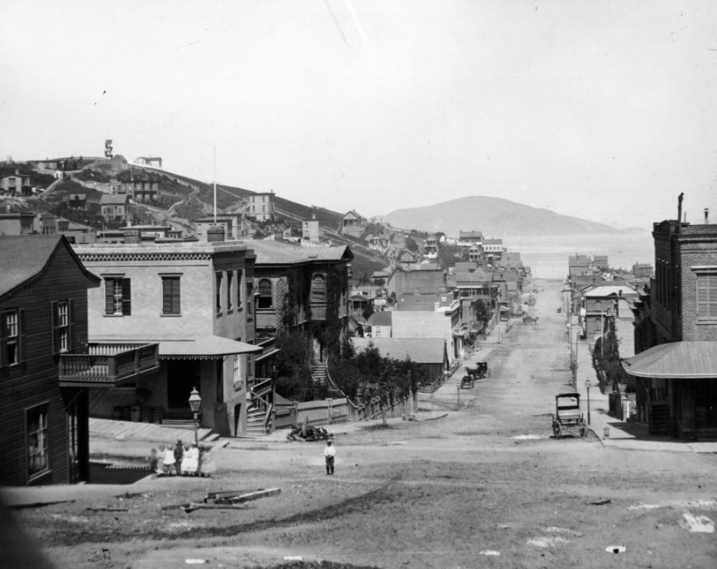 Mason north of Clay, view of bay, 1876