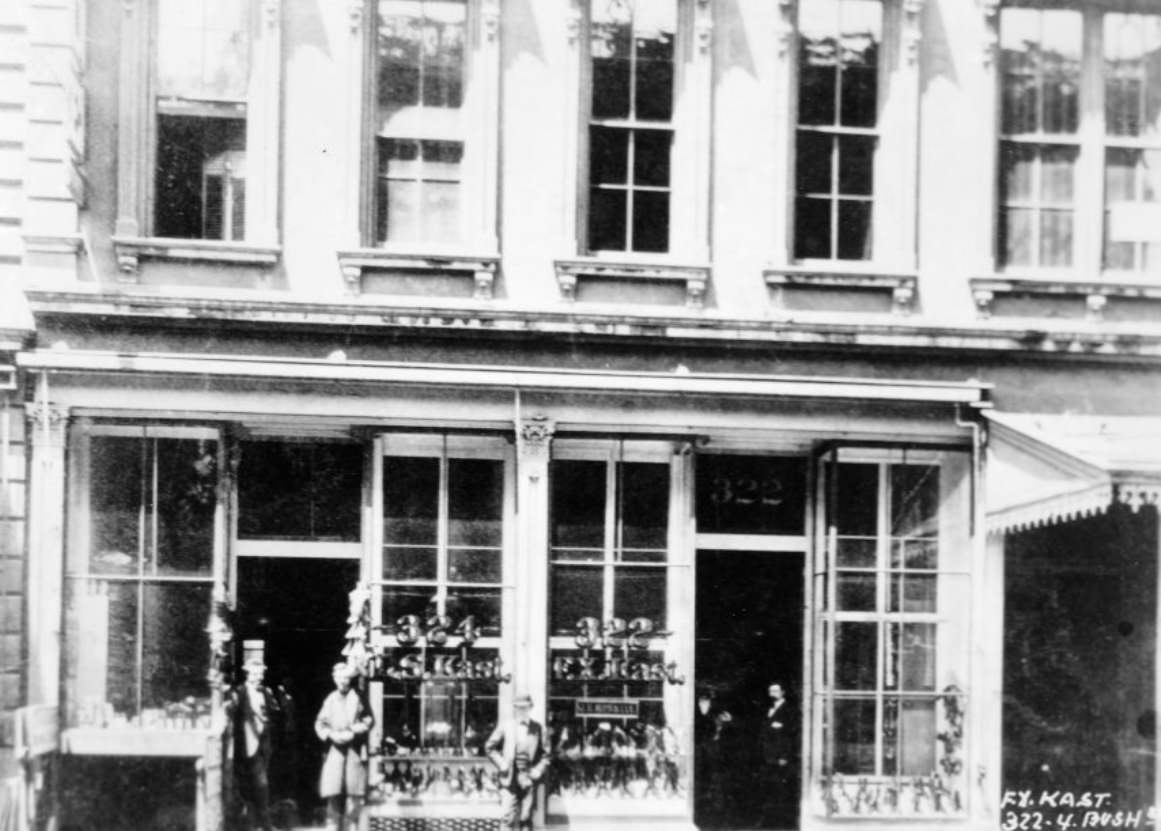 F.X. Kast shoe store, 322 Bush Street between Montgomery and Kearny, 1875