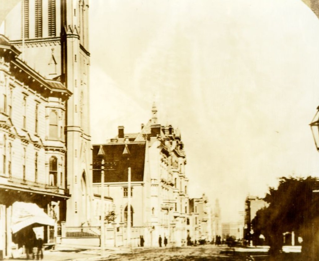 Post Street, east of Powell Street, 1879