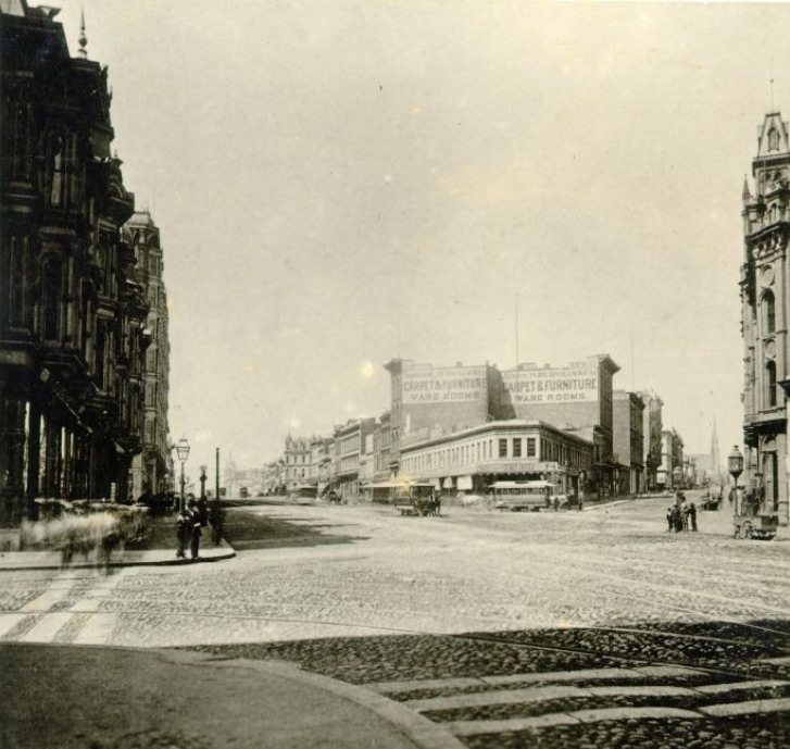 Market Street corner of Post, 1876