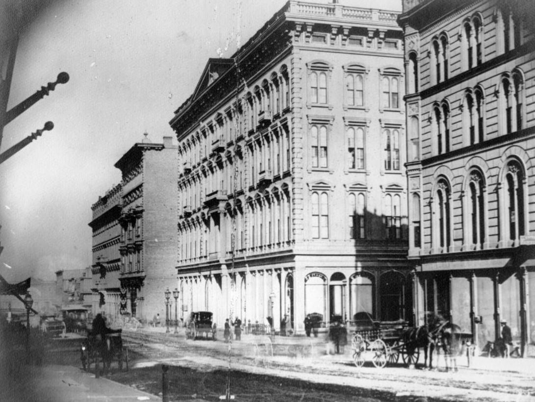 Bush Street, corner of Montgomery, 1870