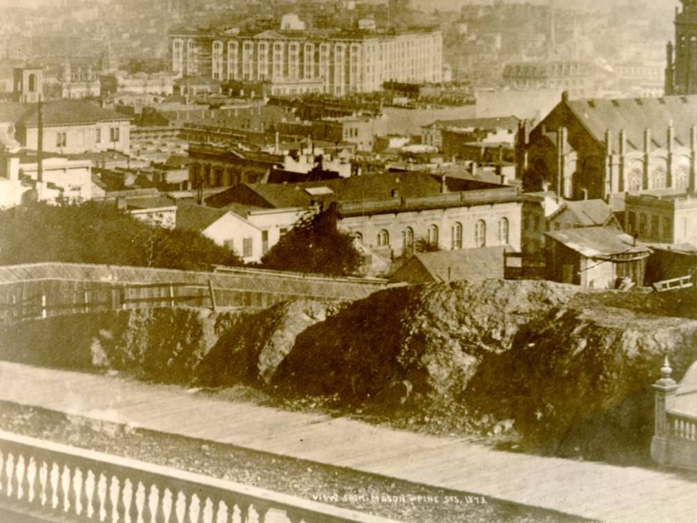 View from Mason and Pine streets, 1873