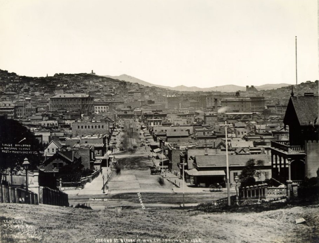 Second Street before it was cut through in 1869