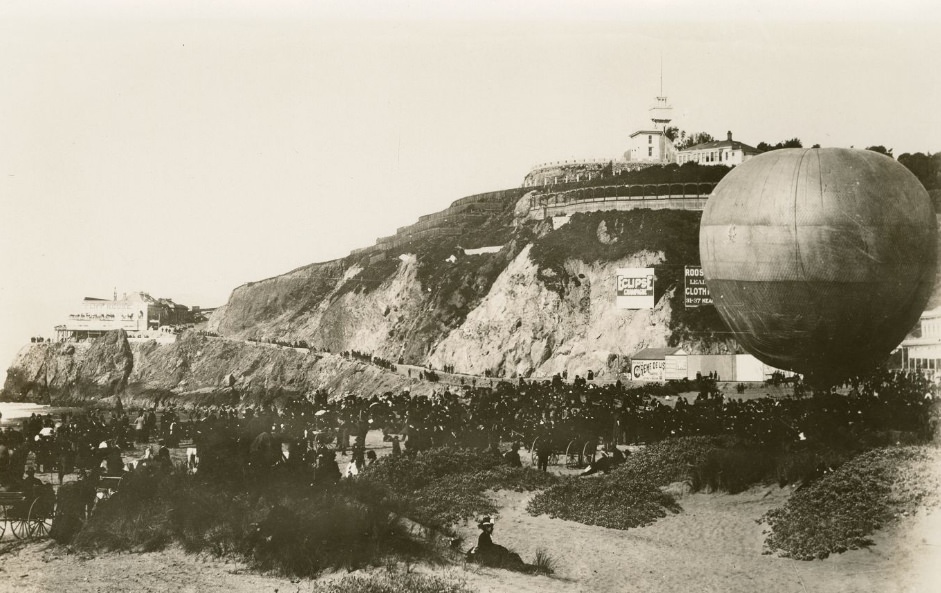 Balloon Ascension at Ocean Beach, San Francisco, California, 1886