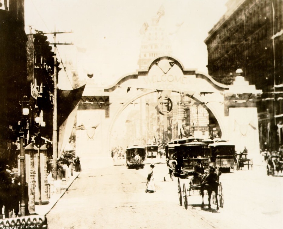 Market east of Powell, 1880s