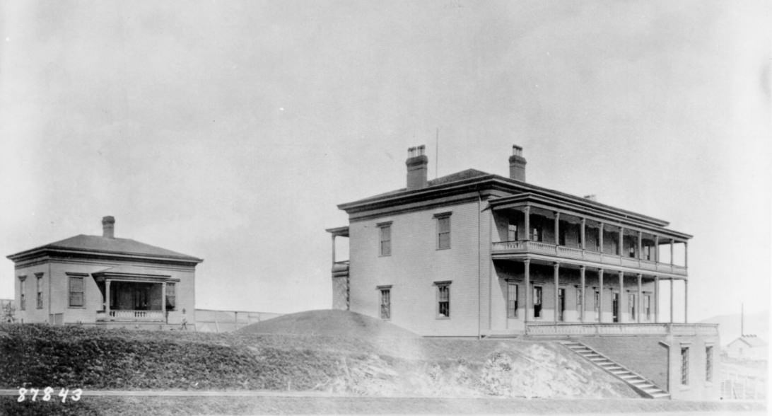 NCO quarters and Hospital building in the Presidio, 1880s