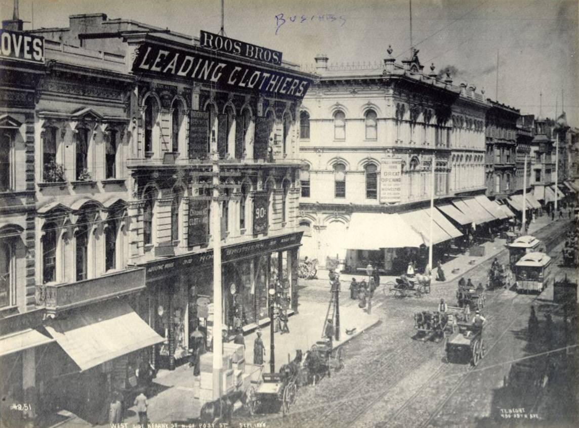 West side of Kearny Street, north of Post Street, September 1888