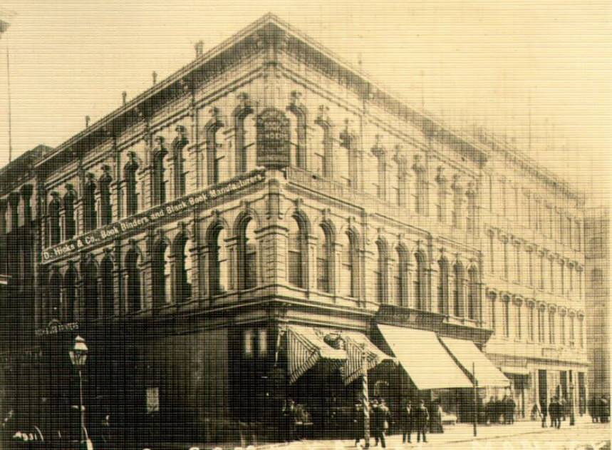 Southeast corner of Commercial and Montgomery streets, 1880