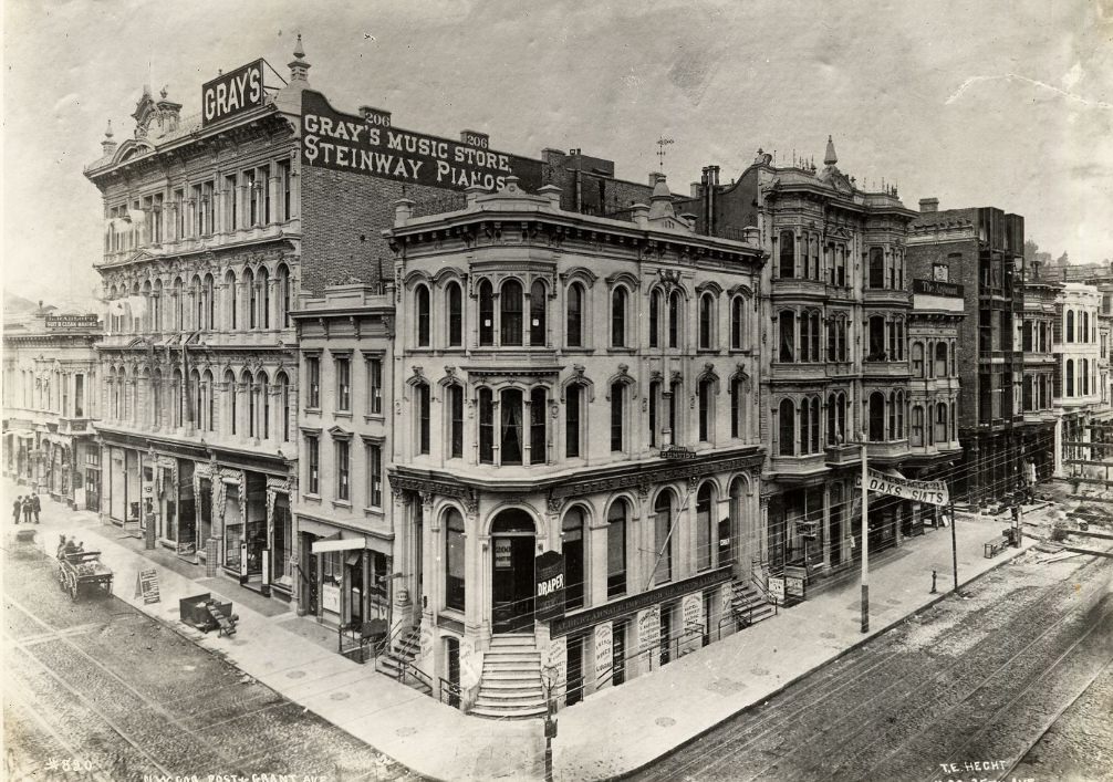 Northwest corner of Post Street and Grant Avenue, 1888