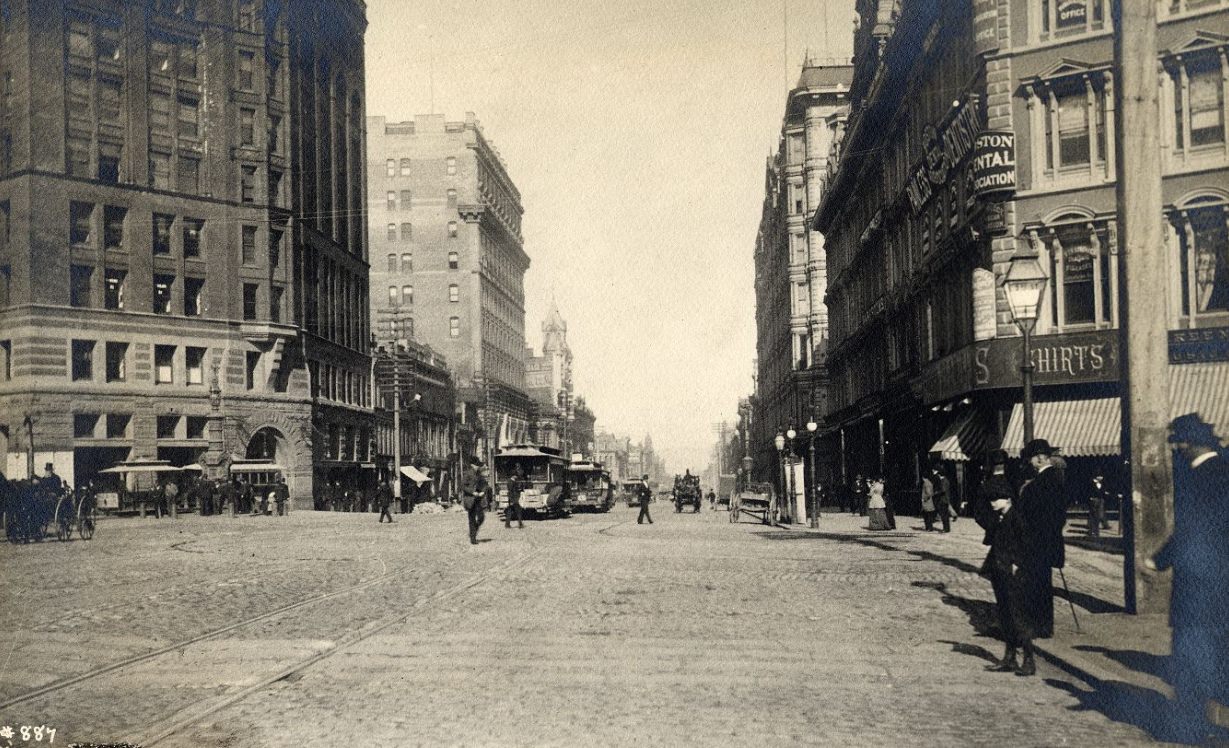 Market Street, east from Third, San Francisco, California, 1892