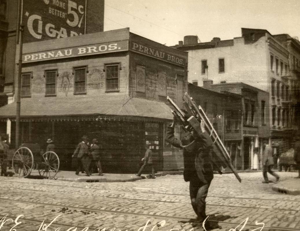 Kearny at the corner of Commercial Street, circa 1896