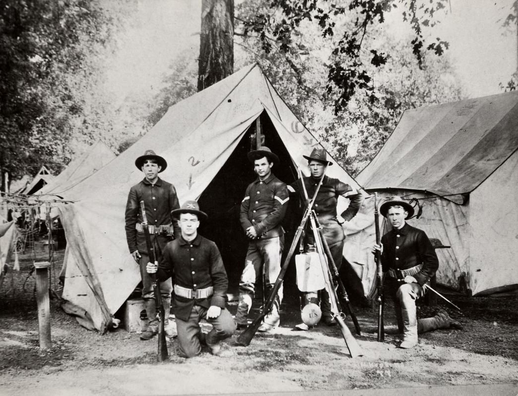 Five soldiers at the Presidio Army Base in San Francisco, 1897