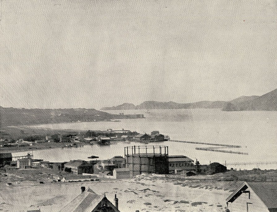 "Picturesque San Francisco," View of Golden Gate, Fort Point, Harbor View, and S.F. Gas Company's Works, circa 1897