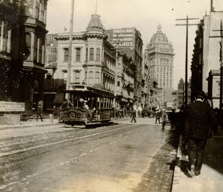 O'Farrell Street Looking East from Stockton Street, 1890