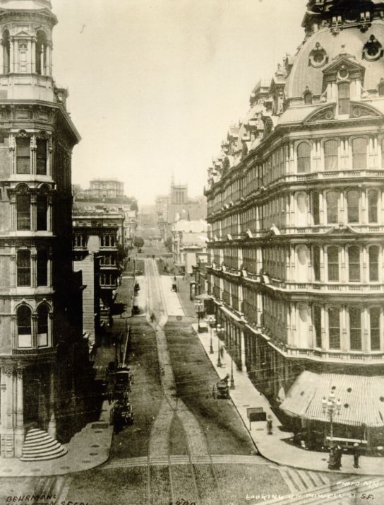 Powell Street, north from Market, circa 1890