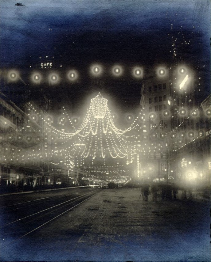 Night illumination on Market Street, 1904