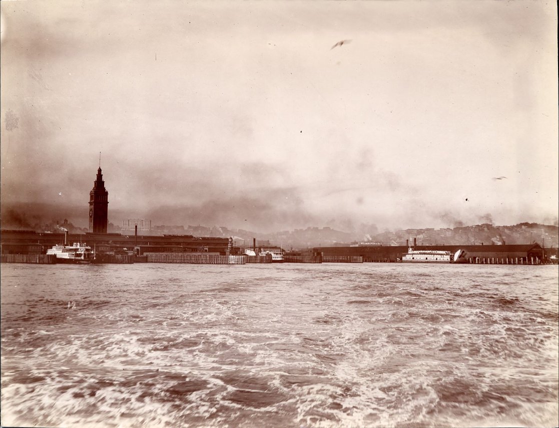 View of Ferry Building from the bay, 1905